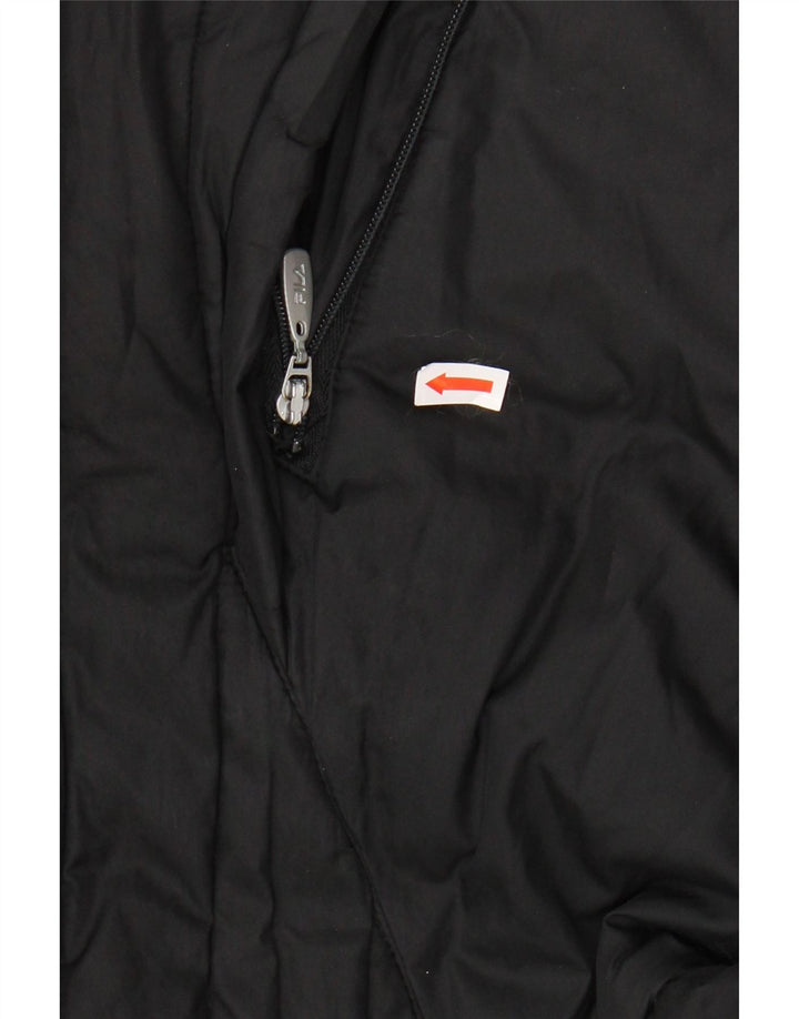 FILA Womens Oversized Hooded Padded Jacket UK 16 Large Black Polyester