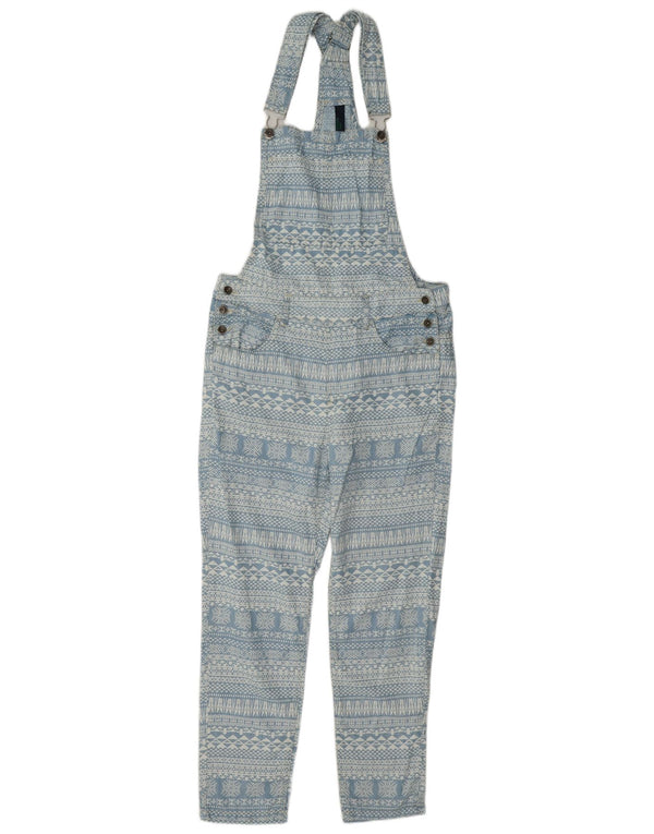 Benetton Pantalón Peto Slim Mujer XS W25 L25 Azul Fair Isle Lyocell