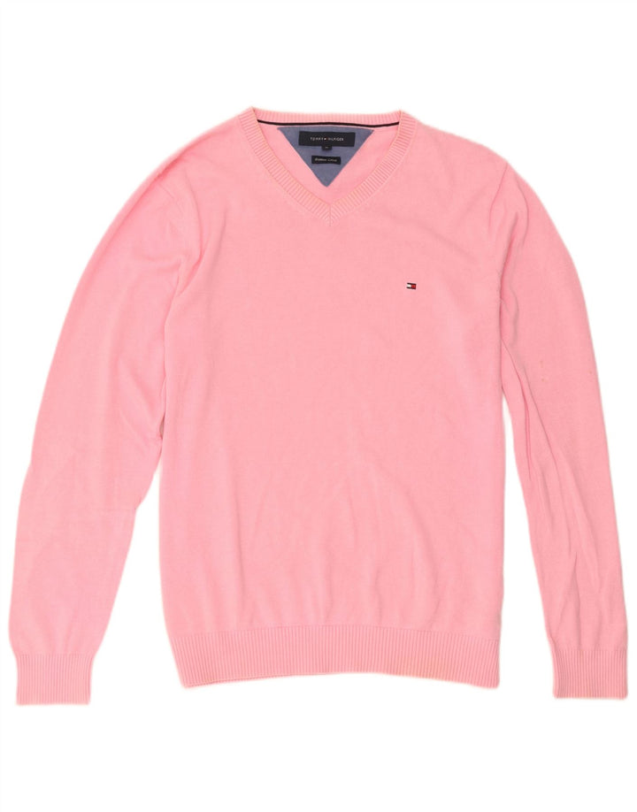 Tommy Hilfiger Jersey con Cuello en V para Hombre de algodón Rosa Medio