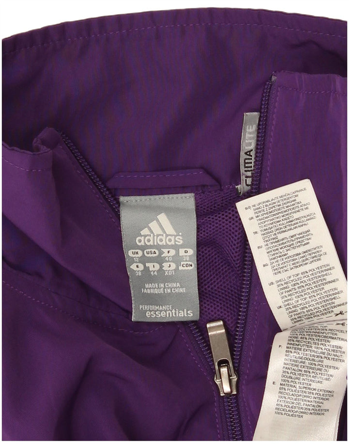 Adidas Mujer Climalite Chándal Top Chaqueta UK 12 Medio Púrpura Poliéster