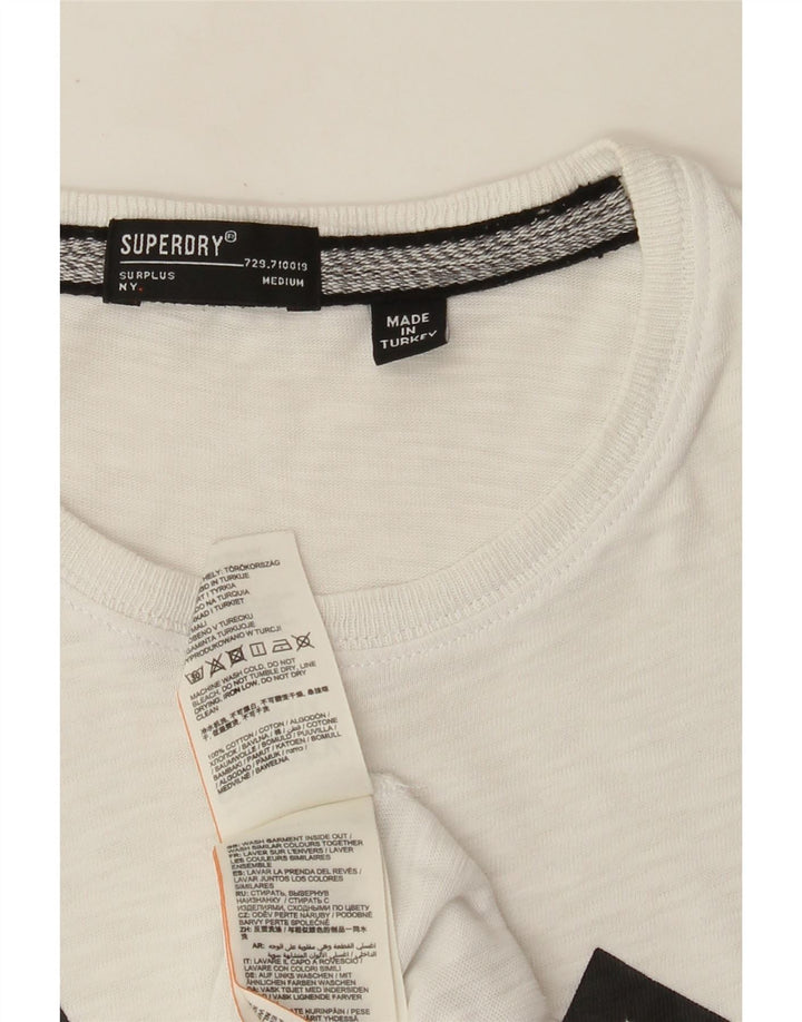 SUPERDRY Camiseta gráfica para hombre Top mediano de algodón blanco
