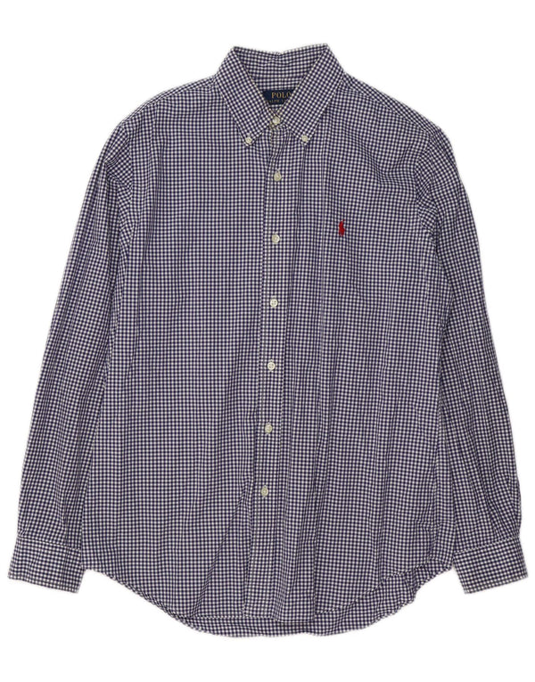 POLO RALPH LAUREN Camisa Hombre Algodón Vichy Azul Marino Mediano