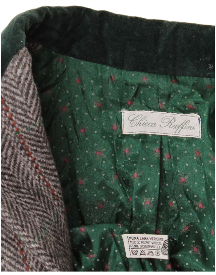 Vintage mujer chaqueta blazer de doble pecho Reino Unido 14 espiga gris medio