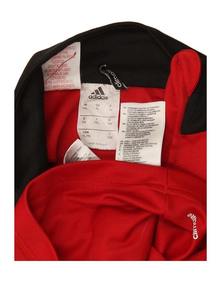 ADIDAS Boys Climalite Pullover Tracksuit Top 13-14 Years XL Red Vintage Adidas and Second-Hand Adidas from Messina Hembry 
