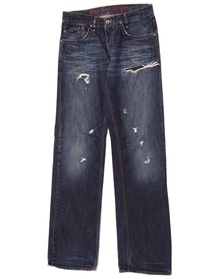 Tommy Hilfiger Vaqueros rectos desgastados para hombre W31 L36 Azul