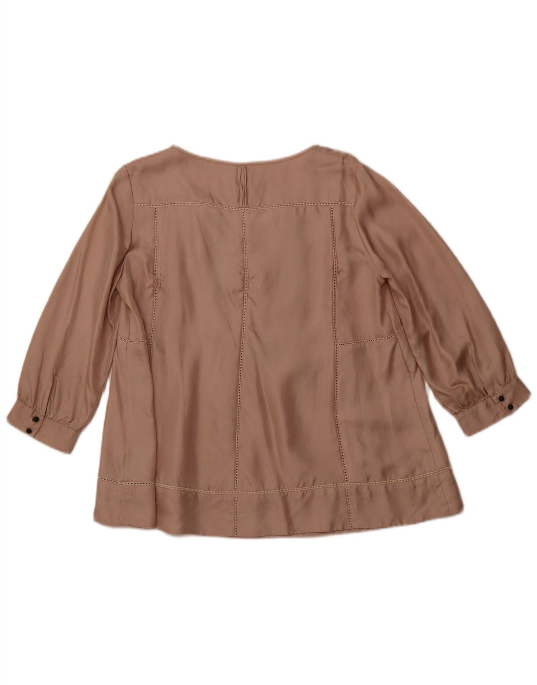 JIGSAW Blusa de manga 3/4 para mujer UK 10 Small Beige Silk