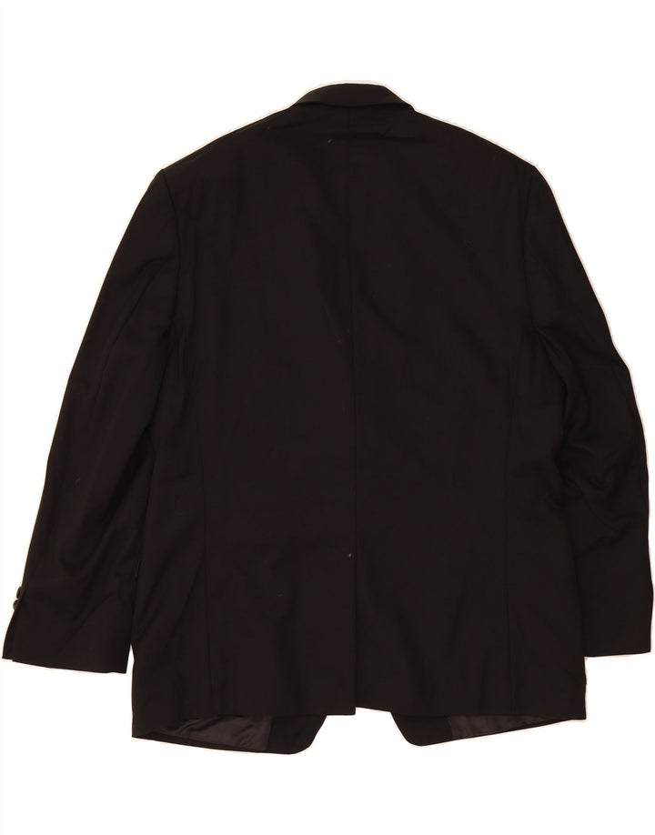 CHAPS Mens 2 Button 3/4 Sleeve Blazer Jacket UK 44 2XL Black Wool Vintage Chaps and Second-Hand Chaps from Messina Hembry 