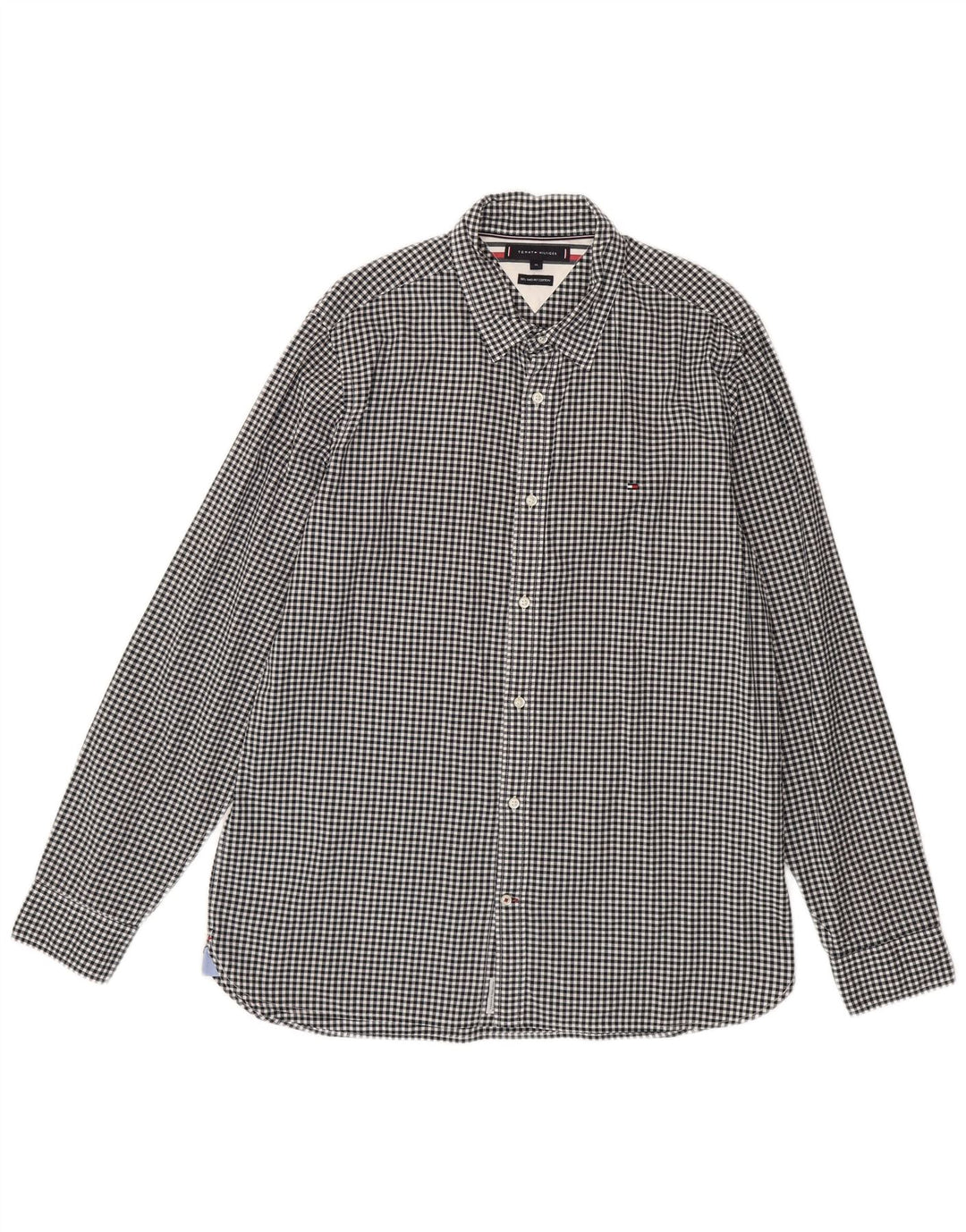 Tommy Hilfiger Camisa para hombre XL Algodón a cuadros negro