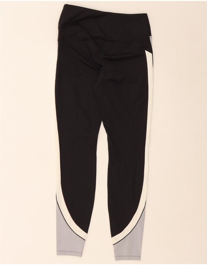 ASICS Womens Leggings UK 10 Small  Black Colourblock Polyester
