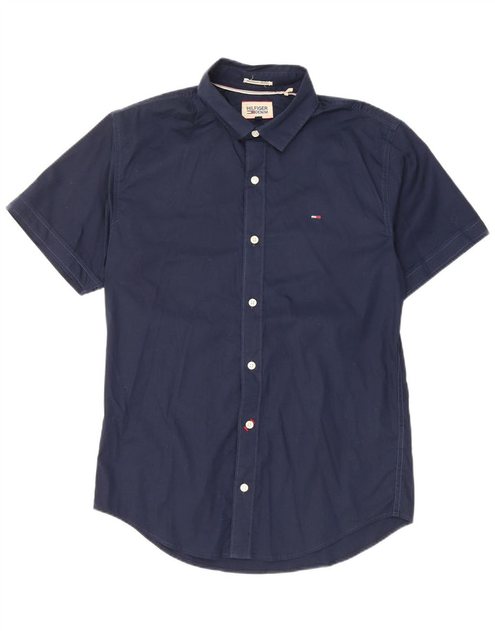 Camisa Tommy Hilfiger Hombre Manga Corta Algodón Azul Marino Mediano