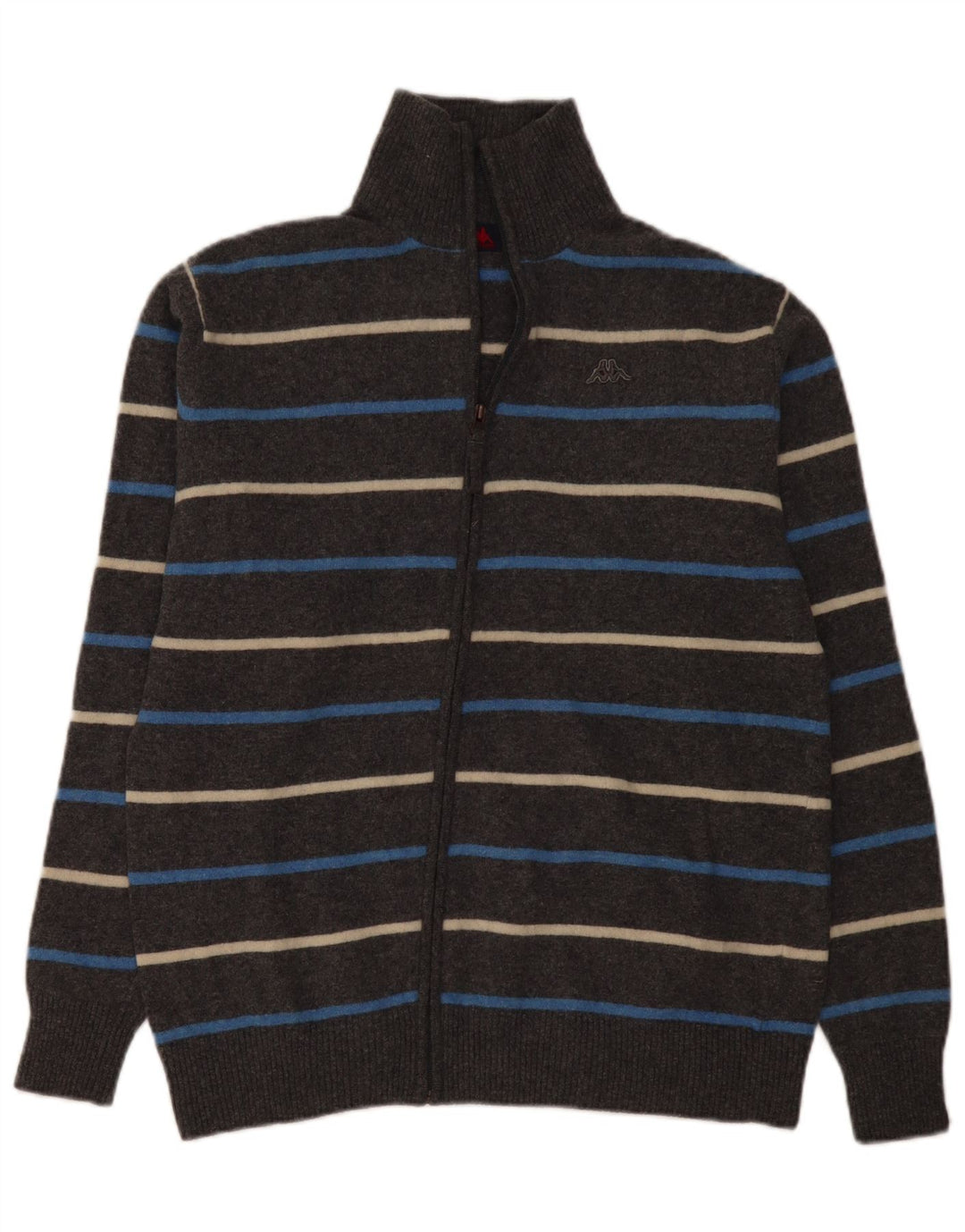 Kappa Suéter tipo cárdigan para hombre 2XL Lana a rayas gris