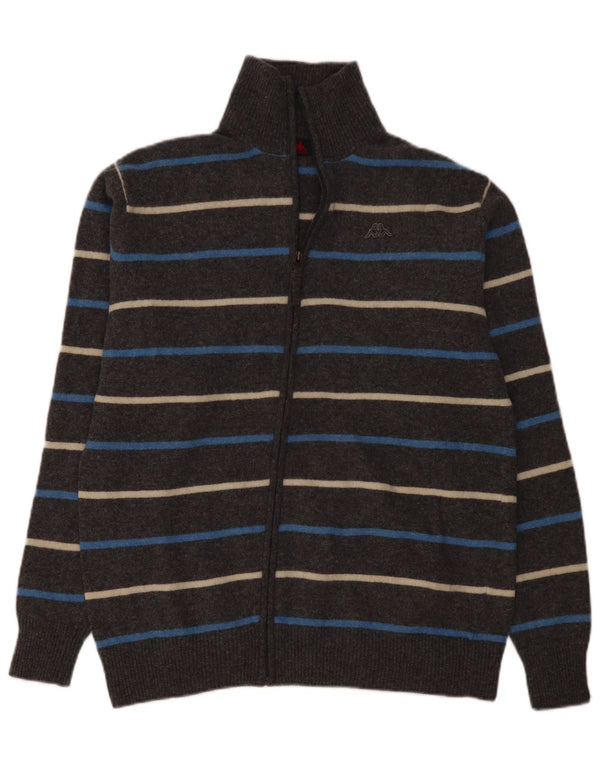 Kappa Suéter tipo cárdigan para hombre 2XL Lana a rayas gris