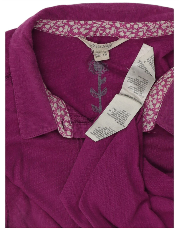 White Stuff Camisa de manga corta para mujer UK 42 Algodón morado mediano