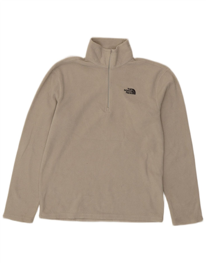 THE NORTH FACE Jersey de forro polar con cuello y cremallera para hombre, tamaño pequeño, poliéster gris
