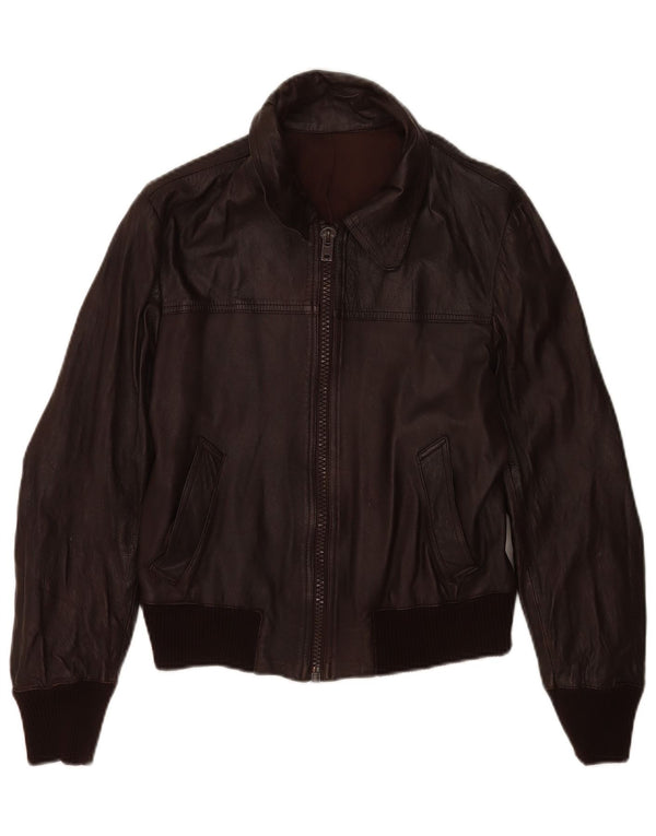 Vintage mujer bombardero chaqueta de cuero IT 48 XL cuero marrón