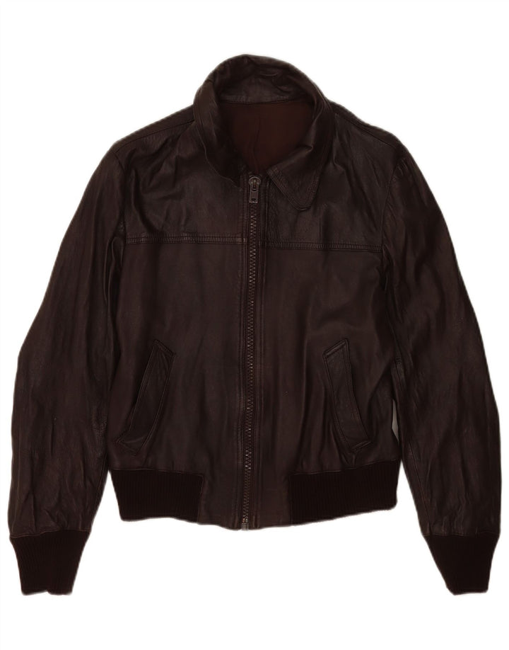 Vintage mujer bombardero chaqueta de cuero IT 48 XL cuero marrón
