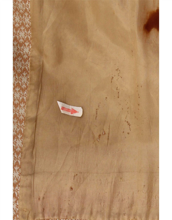 Vintage mujer abrigo Reino Unido 10 pequeño beige geométrico
