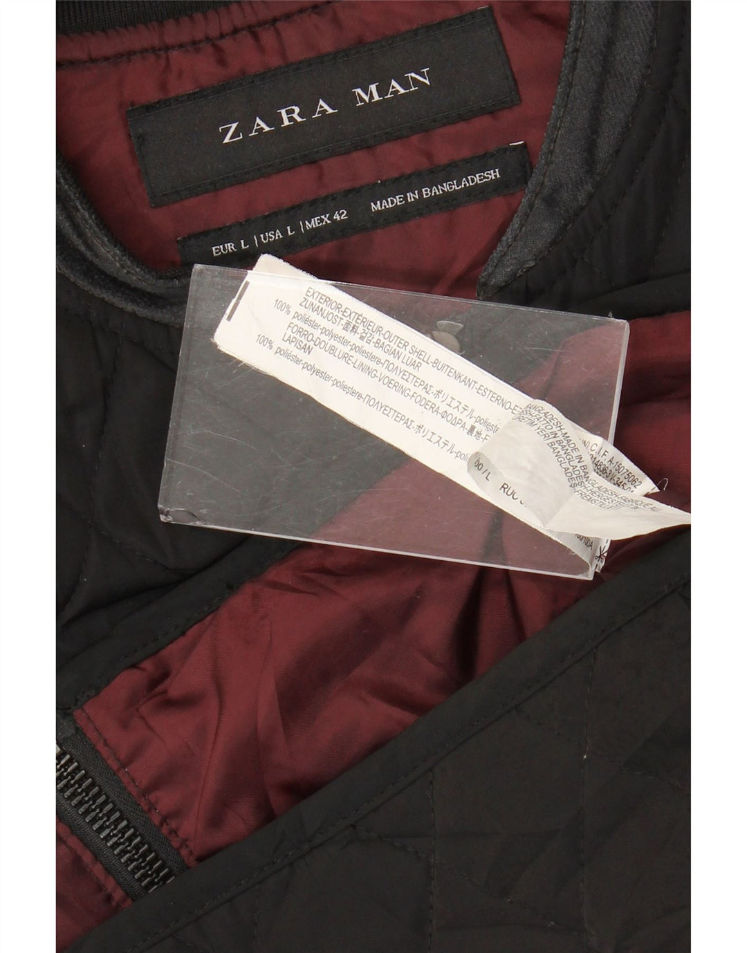 Zara Hombre Chaleco Acolchado UK 40 Grande Poliéster Negro