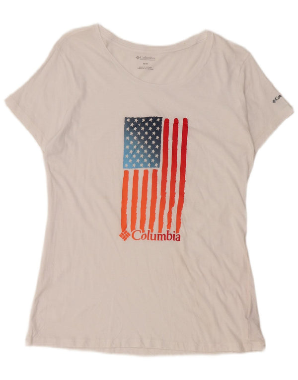 Columbia Camiseta gráfica para mujer Top UK 12 Medium White Cotton