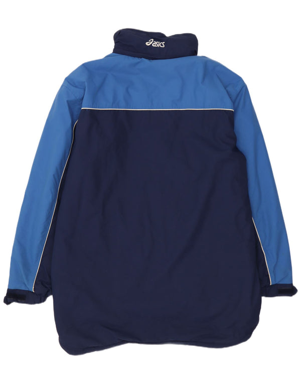 Asics Chaqueta cortavientos para hombre UK 40 Large Azul marino Colorblock Nylon