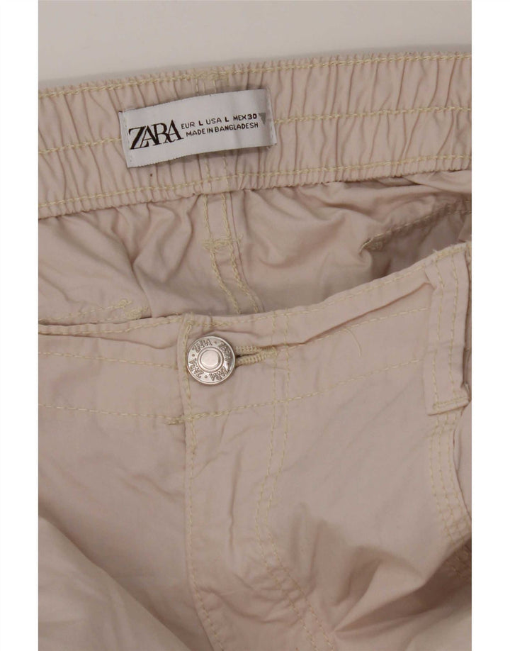 Zara Mujer Pantalones Cargo De Pierna Ancha Grande W30 L30 Gris