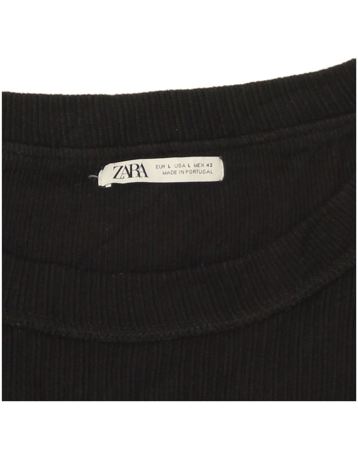Zara Hombre Camiseta Gráfica Top Grande Negro
