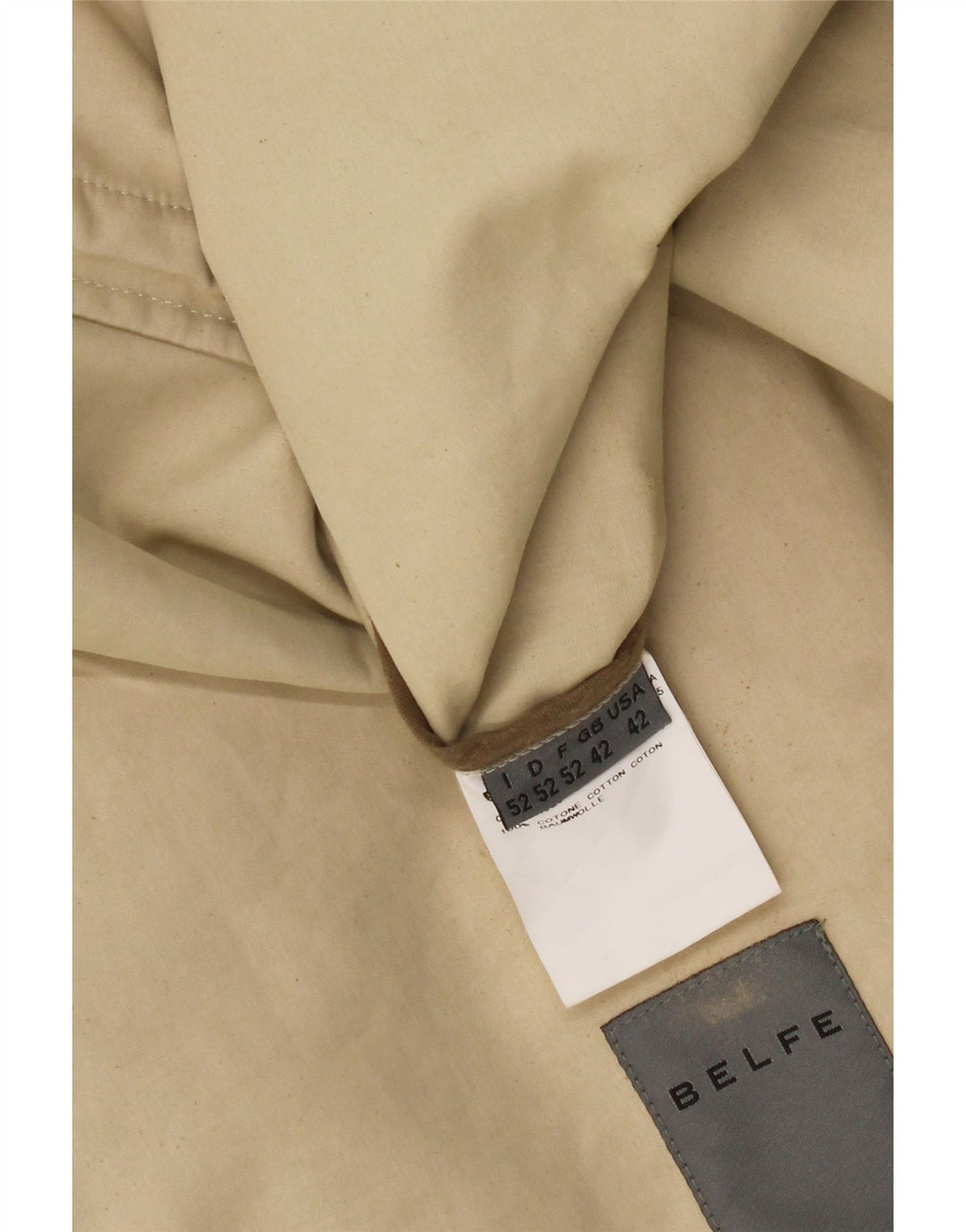 Abrigo Belfe para hombre UK 42 XL Algodón beige