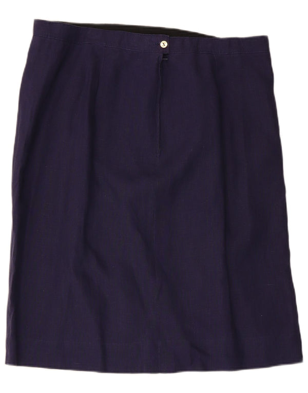 Falda recta vintage para mujer grande W34 Azul marino