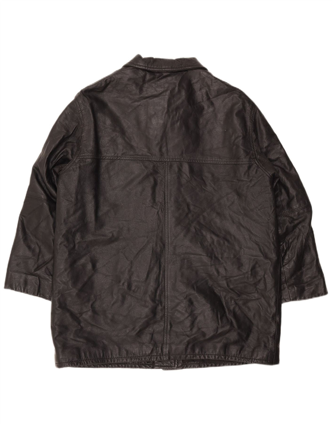 Vintage mujer chaqueta de cuero de gran tamaño EU 40 cuero negro medio