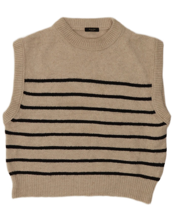 Massimo Dutti Mujer Crop Oversize Chaleco Tank Top UK 10 Small Beige Rayas