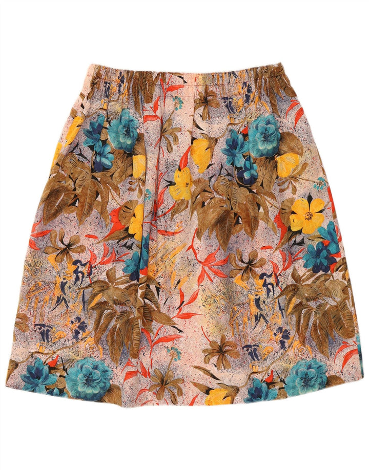 Vintage mujer gráfica una línea falda W30 medio multicolor floral