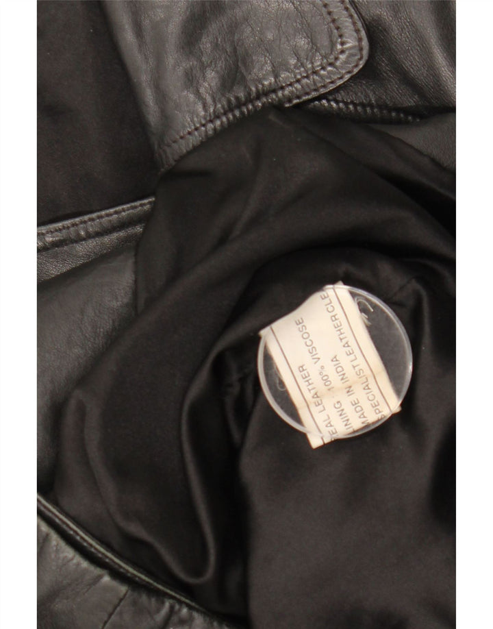 ETAM Chaqueta de cuero de doble botonadura para mujer US 12 grande de cuero negro