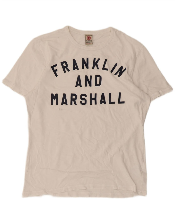 Franklin & Marshall - Camiseta gráfica para hombre, algodón blanco mediano
