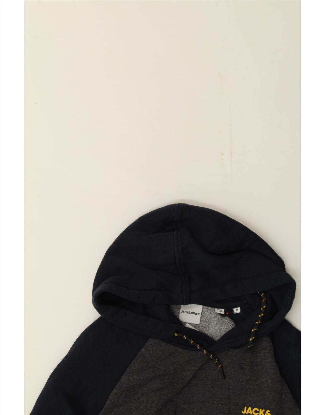 JACK & JONES Mens Hoodie Jumper Medium Grey Colourblock Polyester Vintage Jack & Jones and Second-Hand Jack & Jones from Messina Hembry 