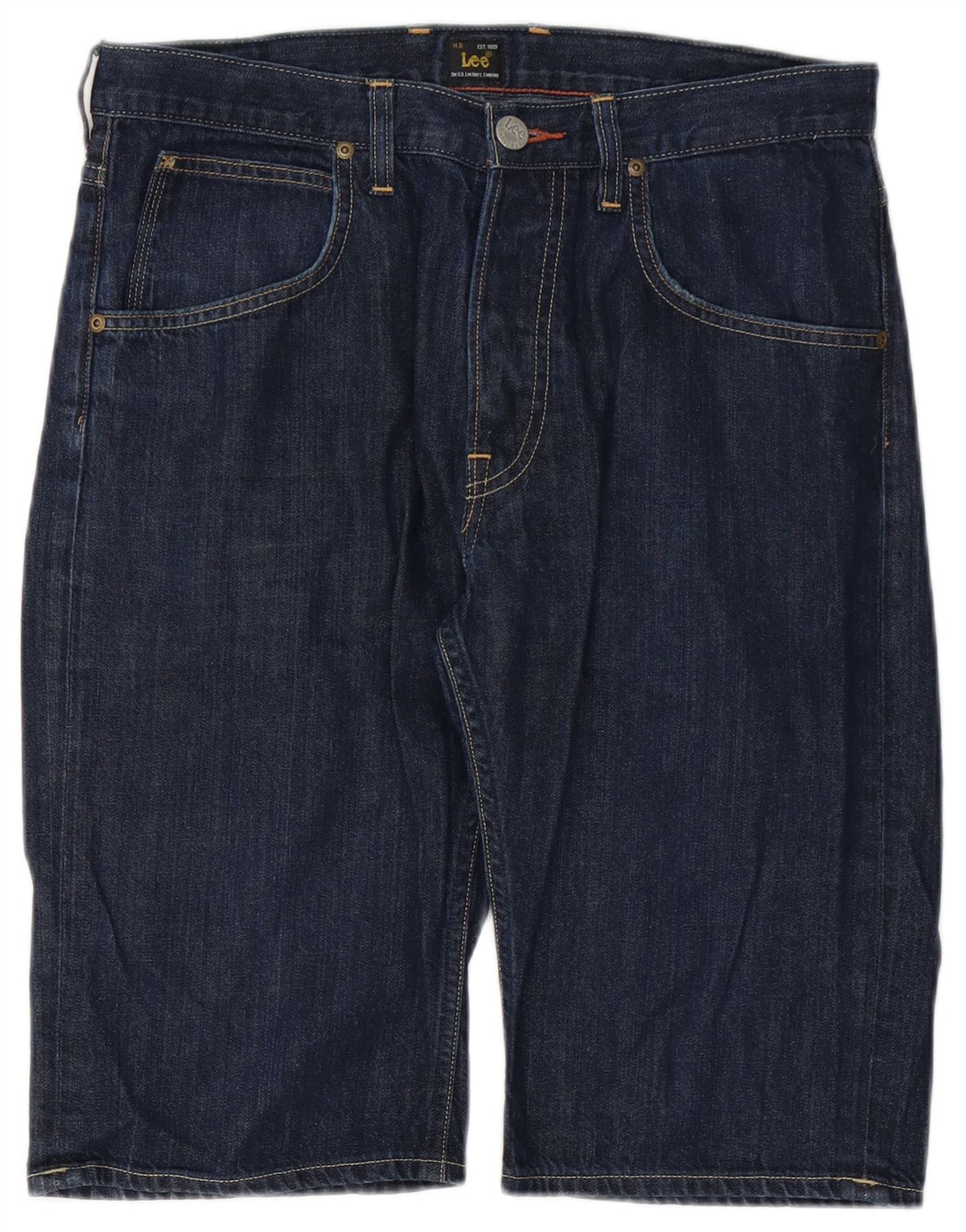 Lee Pantalones cortos vaqueros cortos de 5 bolsillos para hombre W32 Algodón azul marino mediano