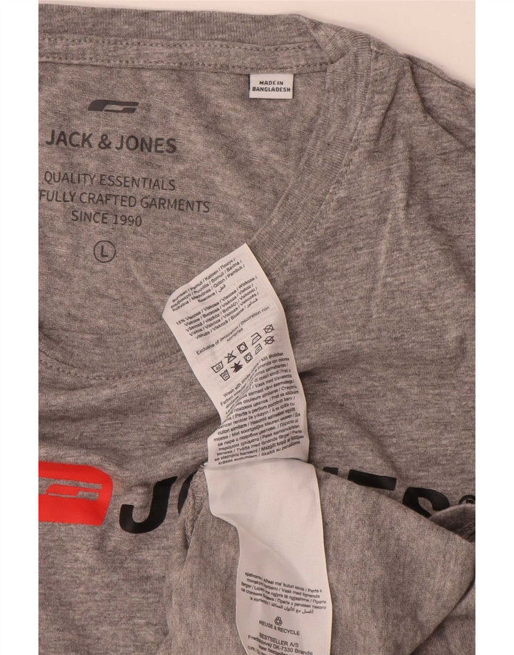 Jack & Jones - Camiseta gráfica para hombre, talla grande, algodón gris