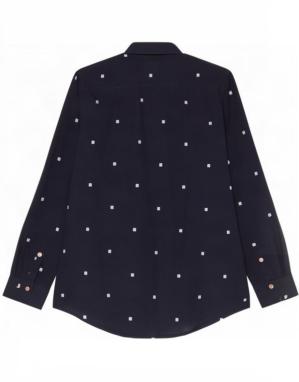 White Stuff Camisa de manga 3/4 para mujer UK 40 Algodón geométrico azul marino mediano