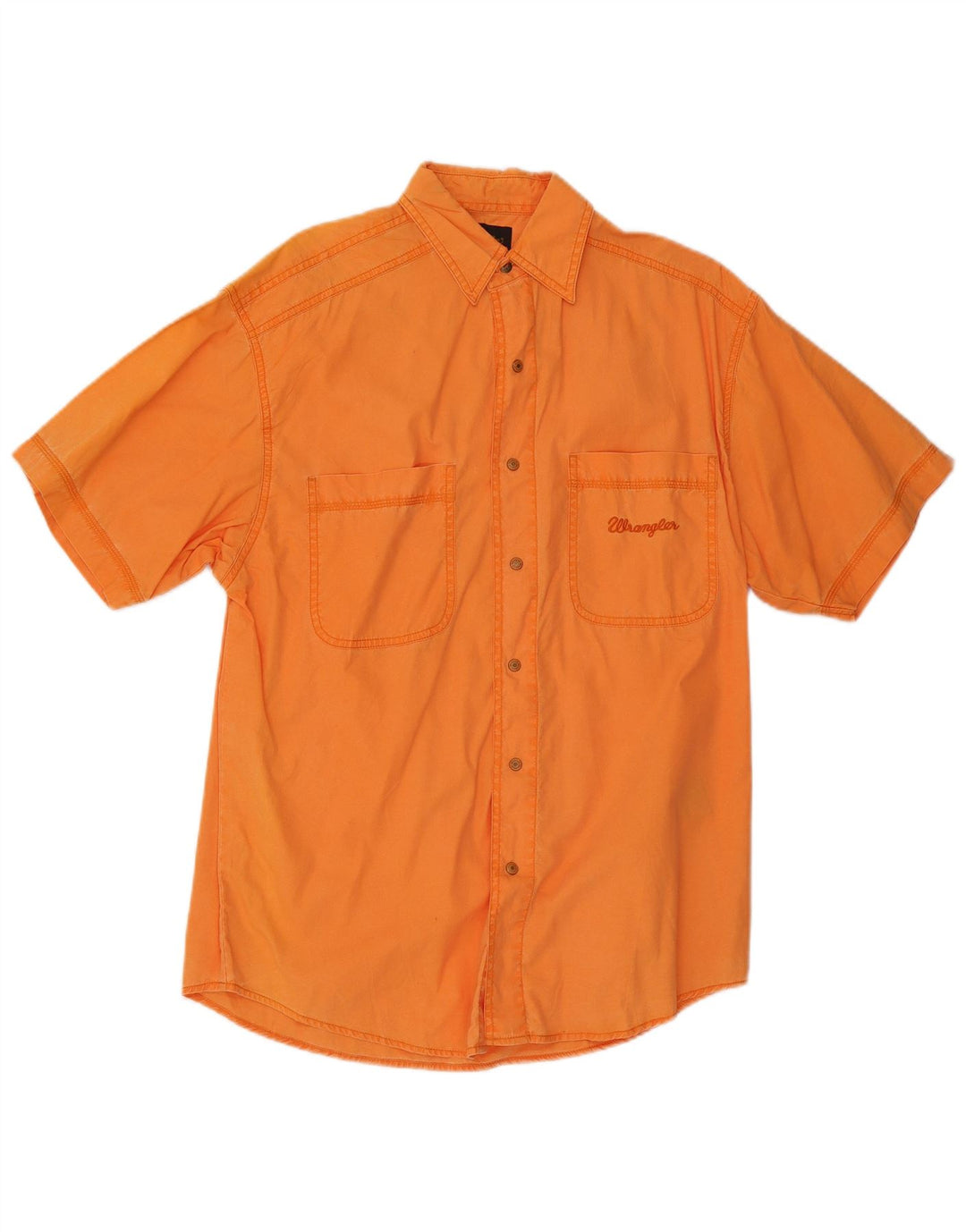 Wrangler Camisa De Manga Corta Para Hombre Algodón Naranja Medio