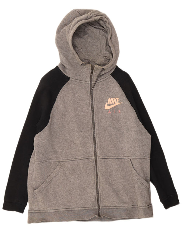 Nike Sudadera con capucha y cremallera gráfica para mujer UK 46 Grande Gris Colorblock Algodón