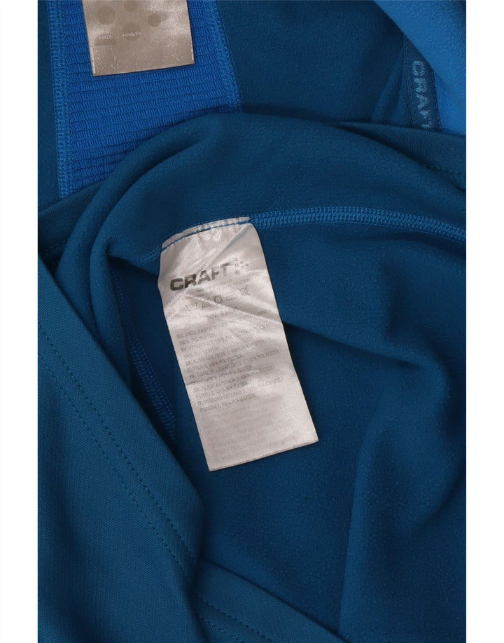 Vintage hombres cremallera cuello jersey chándal top medio azul colorblock