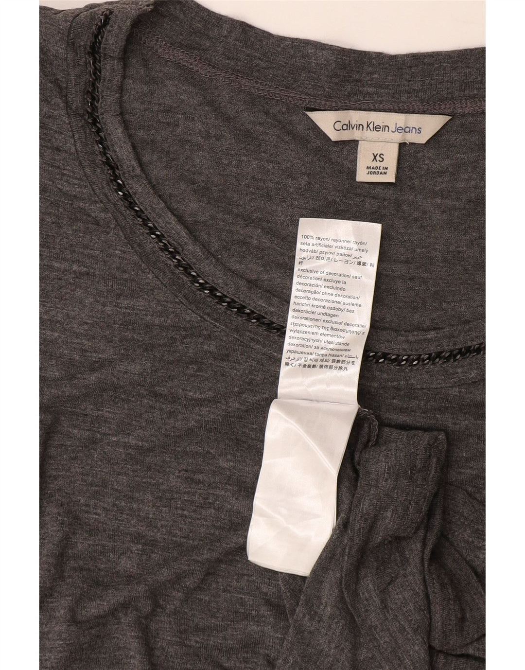 Calvin Klein Camiseta holgada para mujer UK 8 XS Rayón gris