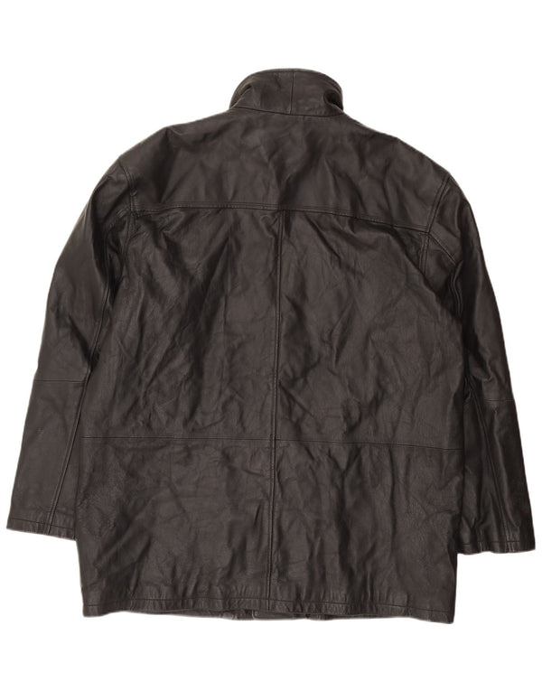 Chaqueta de cuero vintage para hombre IT 58 4XL Negro