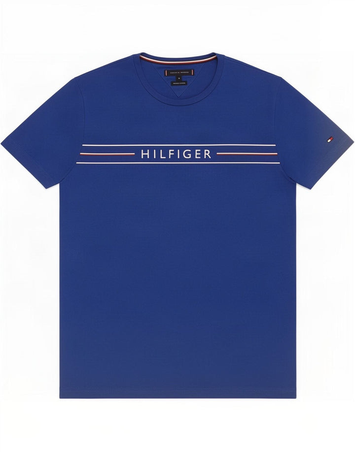 Tommy Hilfiger Hombre Camiseta Gráfica Top Algodón Azul Medio