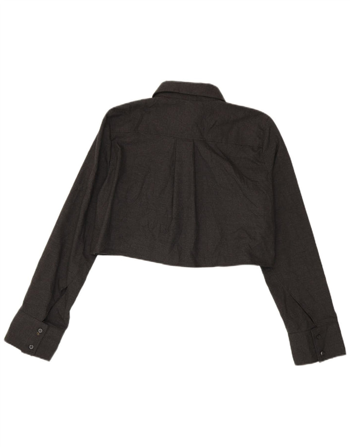 ZARA Mujer Blusa Corta Camisera UK 44 Gris Medio