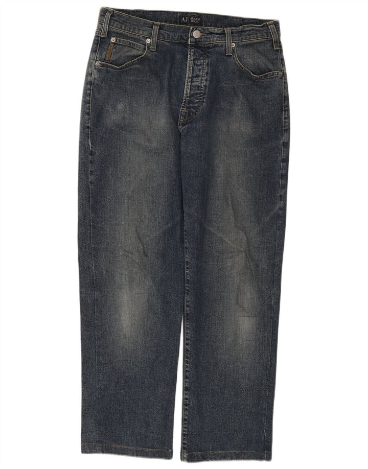 Vaqueros Armani Hombre Rectos W32 L27 Algodón Azul Marino