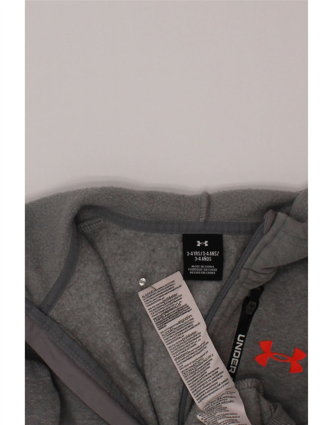 UNDER ARMOUR Sudadera con capucha y cremallera para niño 3-4 años Gris