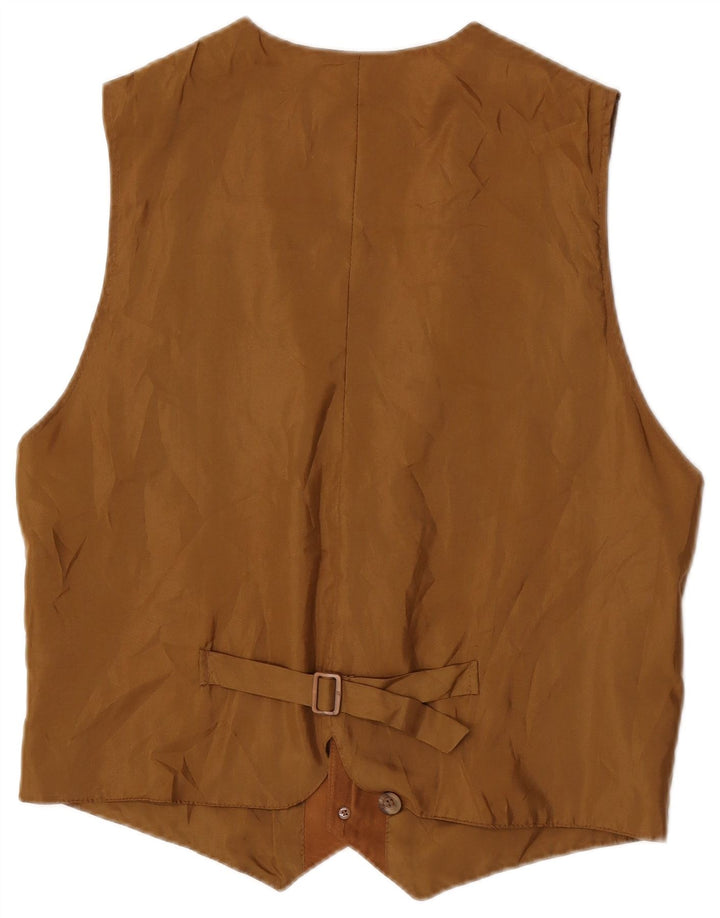 James Dillon Chaleco de ante para hombre de cuero beige medio
