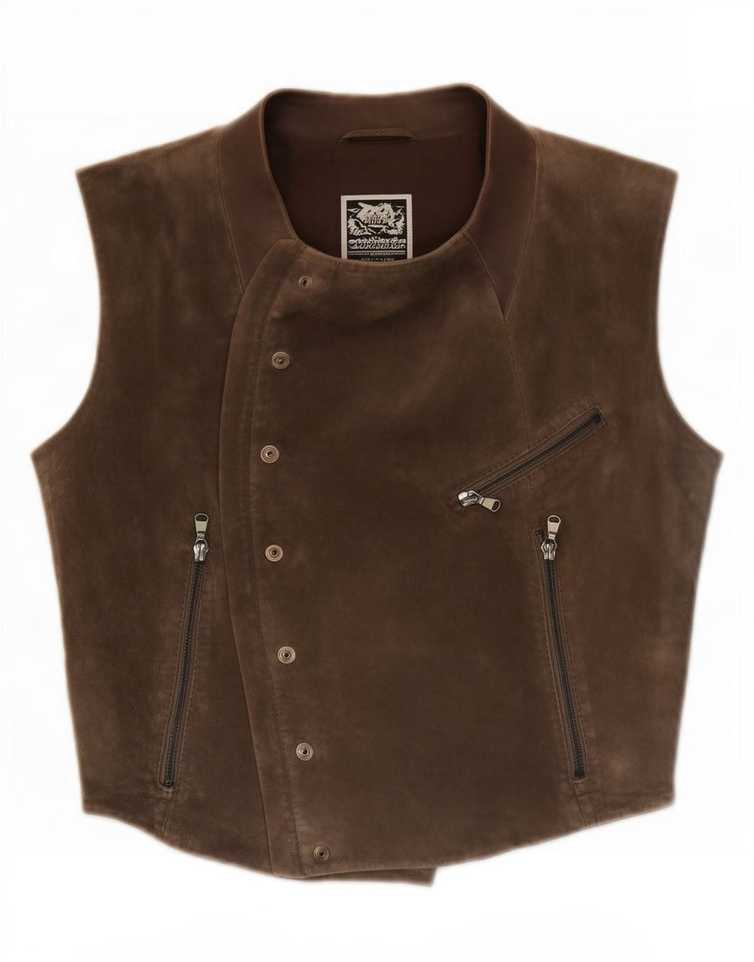 Diesel Mujer Ante Chaleco UK 10 Small Marrón Cuero