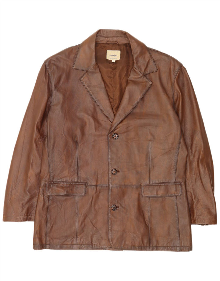 Conbipel Chaqueta Blazer de Cuero con 3 Botones para Hombre IT 56 2XL Marrón