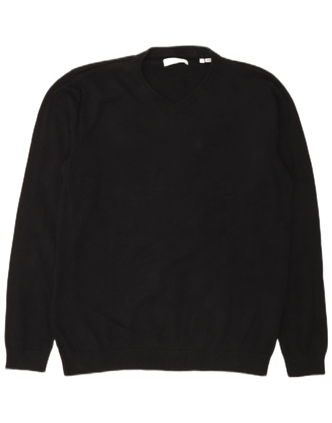 Jack & Jones Jersey con cuello en V para hombre, talla grande, algodón negro